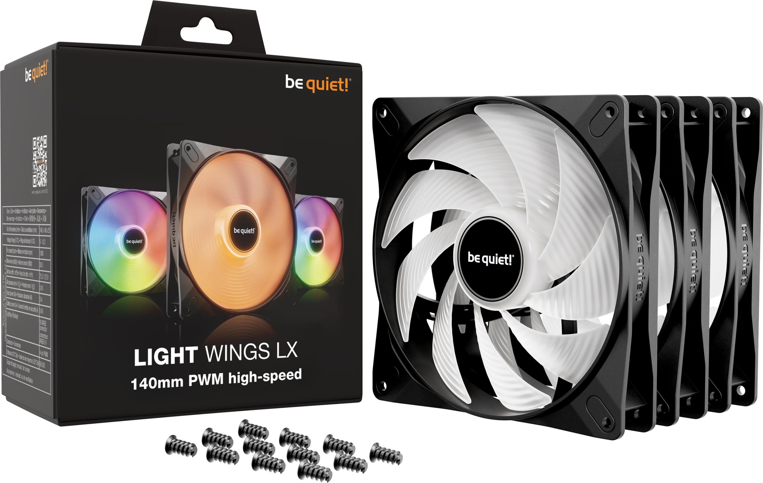 Ventilator PC Be Quiet LIGHT WINGS LX, 140mm PWM High Speed, set 3 copë, i zi