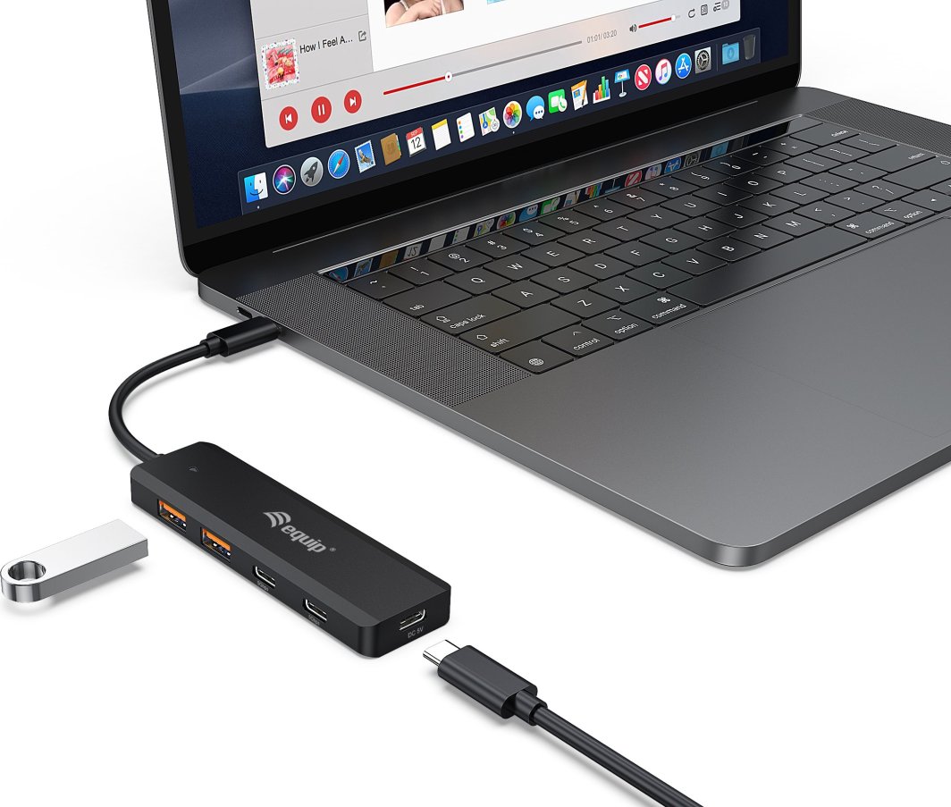 Hub USB Equip USB C 4 Porta, USB 3.2 Gen 2 10Gbps, 2x USB C 2x USB A