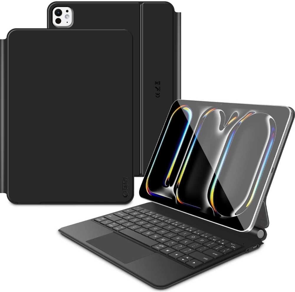 Калаф со тастатура Tech-Protect SmartCase Magnetic, за iPad Pro 11" генерација 5 и 6 2024-2025, Bluetooth, црн