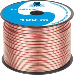 Кабел за звучници Cabletech CCA, 2x6.00mm², 100m, проѕирен
