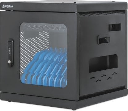Kabinet karikimi Manhattan, për 10 laptopë dhe tabletë 15.6", 10 porta AC 230V, i zi