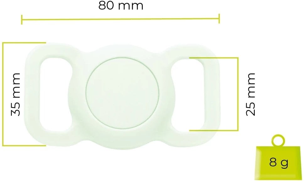 Mbajtëse AirTag për qafore kafshësh Mobile Origin, silikon, deri 25mm, jeshile fosforeshente