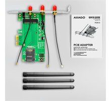 Përshtatës AXAGON PCEM-E3, PCIe - mini PCIe, SIM slot + 3x SMA