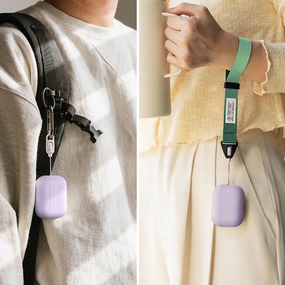 Силиконска маска Ringke за Apple AirPods Pro 3, со карабин, светло виолетова