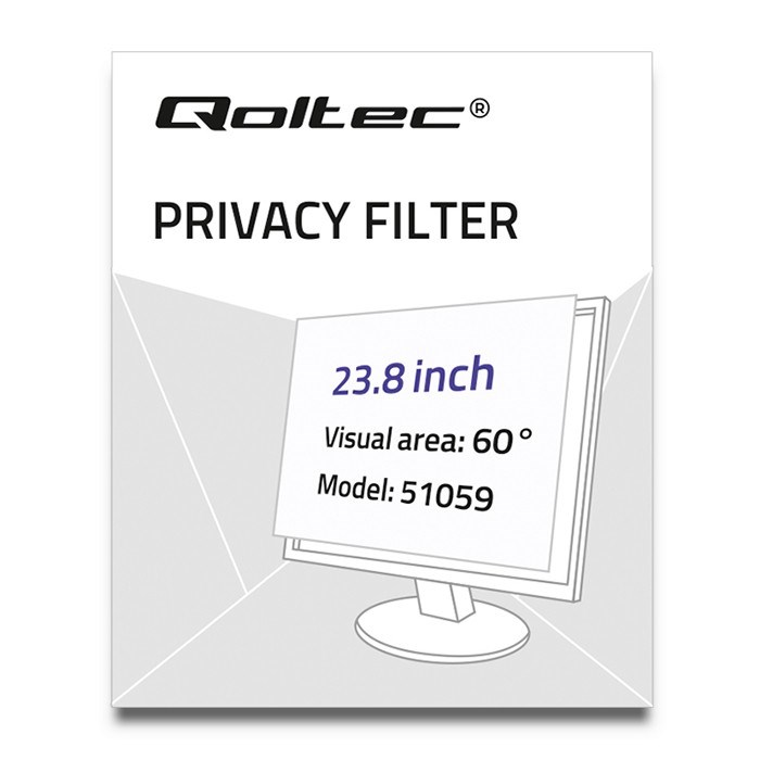 Filtër privatësie Qoltec, 23.8", 16:9, Anti-Reflektues, i zi