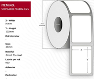 Rrullë etiketash Capture SHIPLABEL76X102 C25, 76x102mm, letër termike, e bardhë