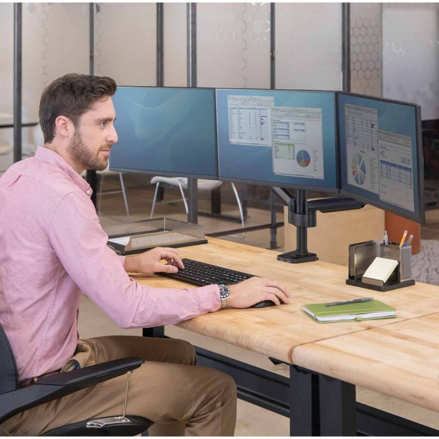 Mbajtëse për tre monitorë Fellowes Platinum Series, 17-27", e zezë