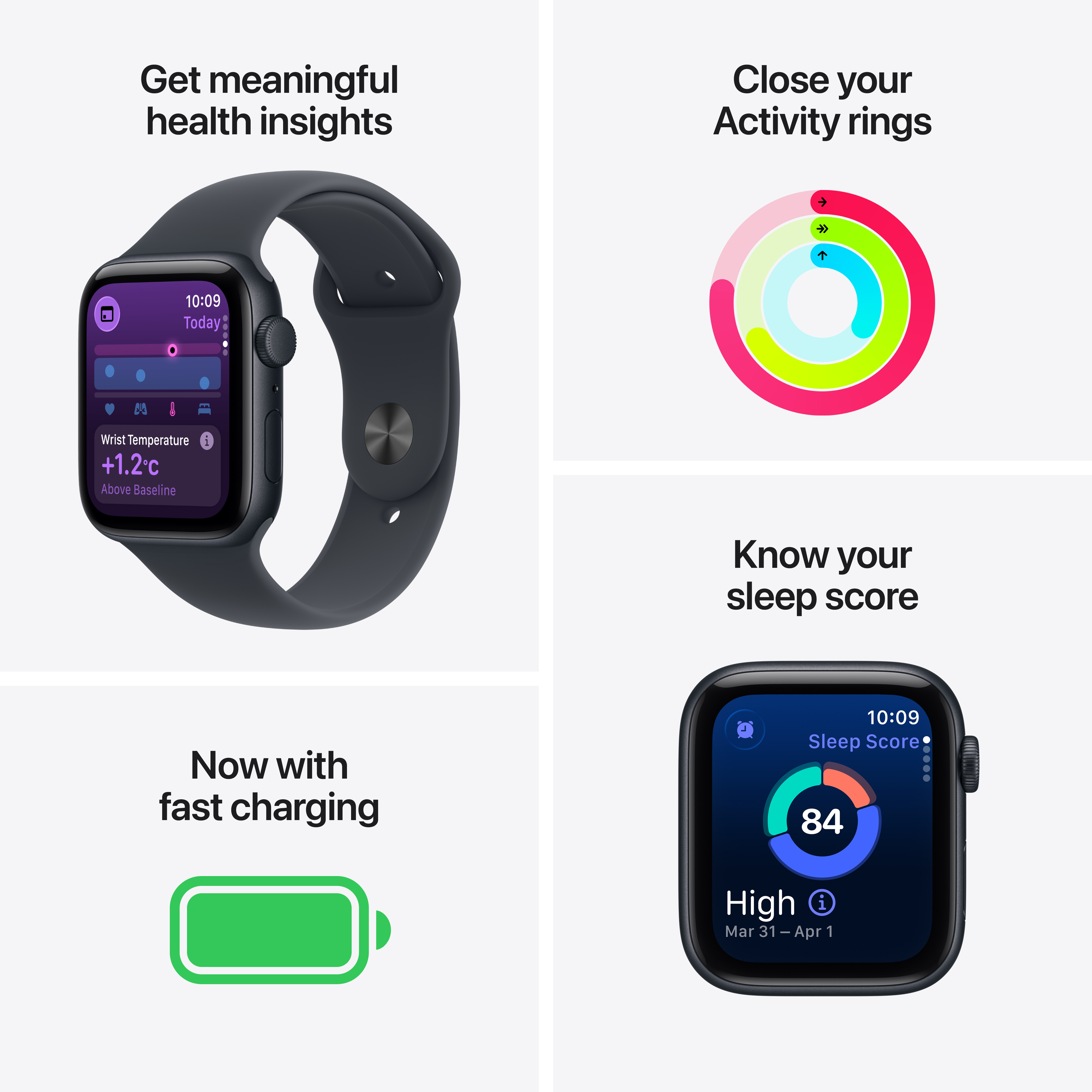 Apple Watch SE 3 GPS 40mm Midnight Aluminium Case with Midnight Sport Band, S/M