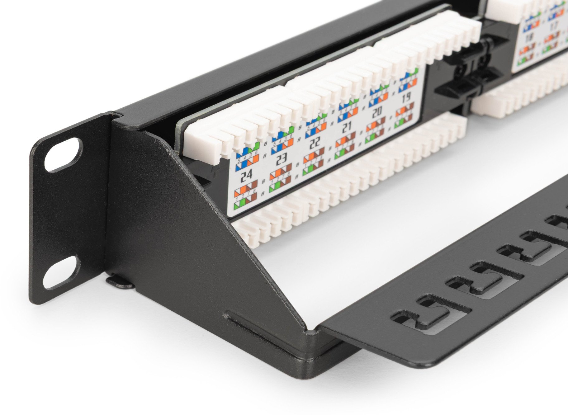 Patch panel Digitus CAT 6 Class E, 24 porta, 19", i paekranizuar