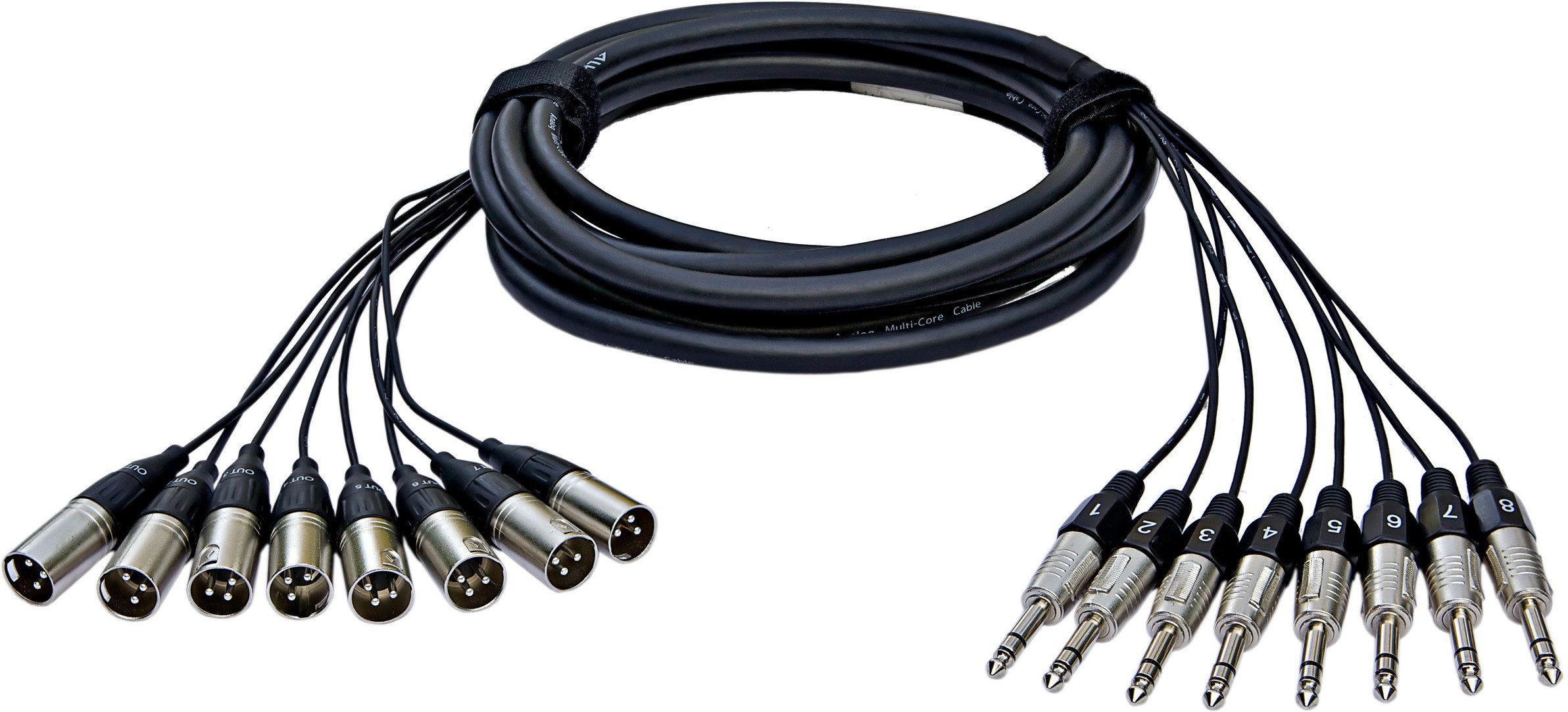 Kabllo multicore audio Alva, 5m, 8x XLR në 8x TRS, i zi