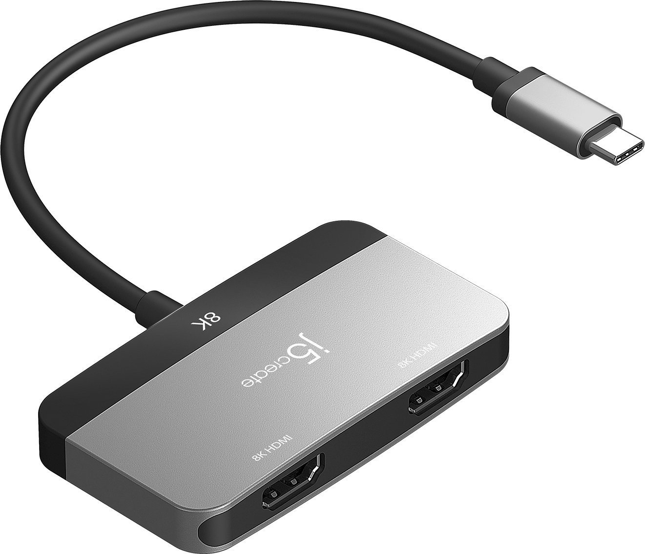 Adapter USB C j5create JCA364, Dual HDMI, deri 8K, i zi gri