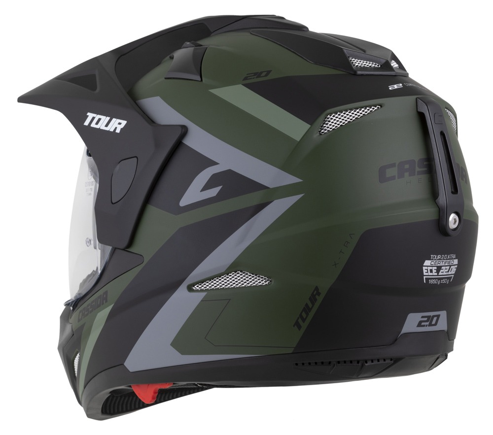 Helmetë moto CASSIDA Tour 2.0 X-tra, ECE 22.06, Pinlock ready, jeshile mat gri e zezë