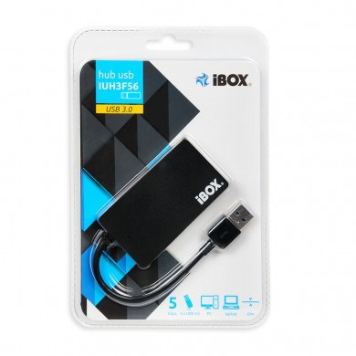 USB Hub 3.0 iBOX, 4 porte, e zezë 