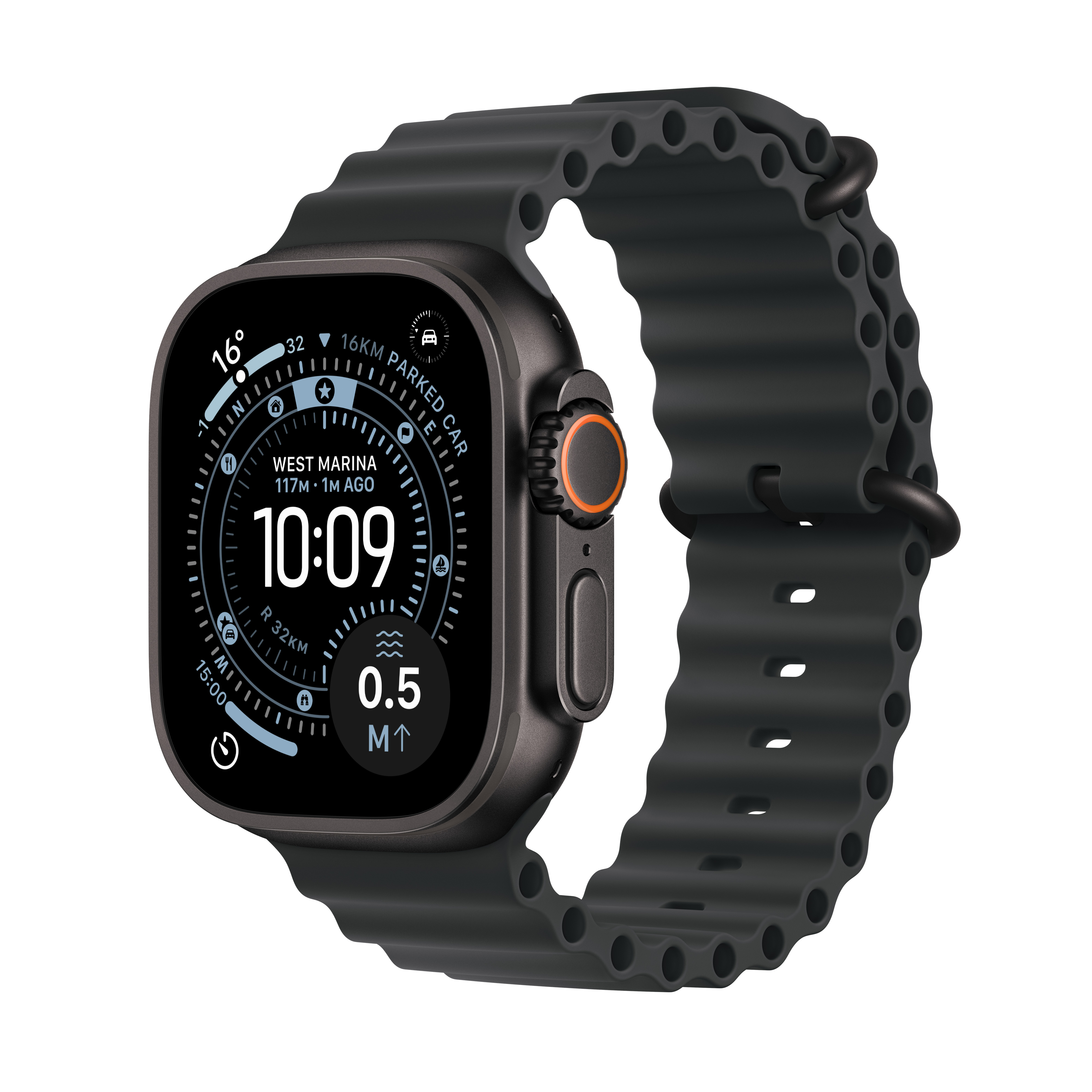 Apple Watch Ultra 3 Cellular 49mm Black Titanium Case with Black Ocean Band