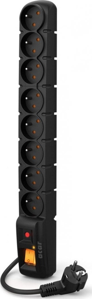 Kabllo mbrojtëse Acar S8 Pro, 8 priza, e zezë