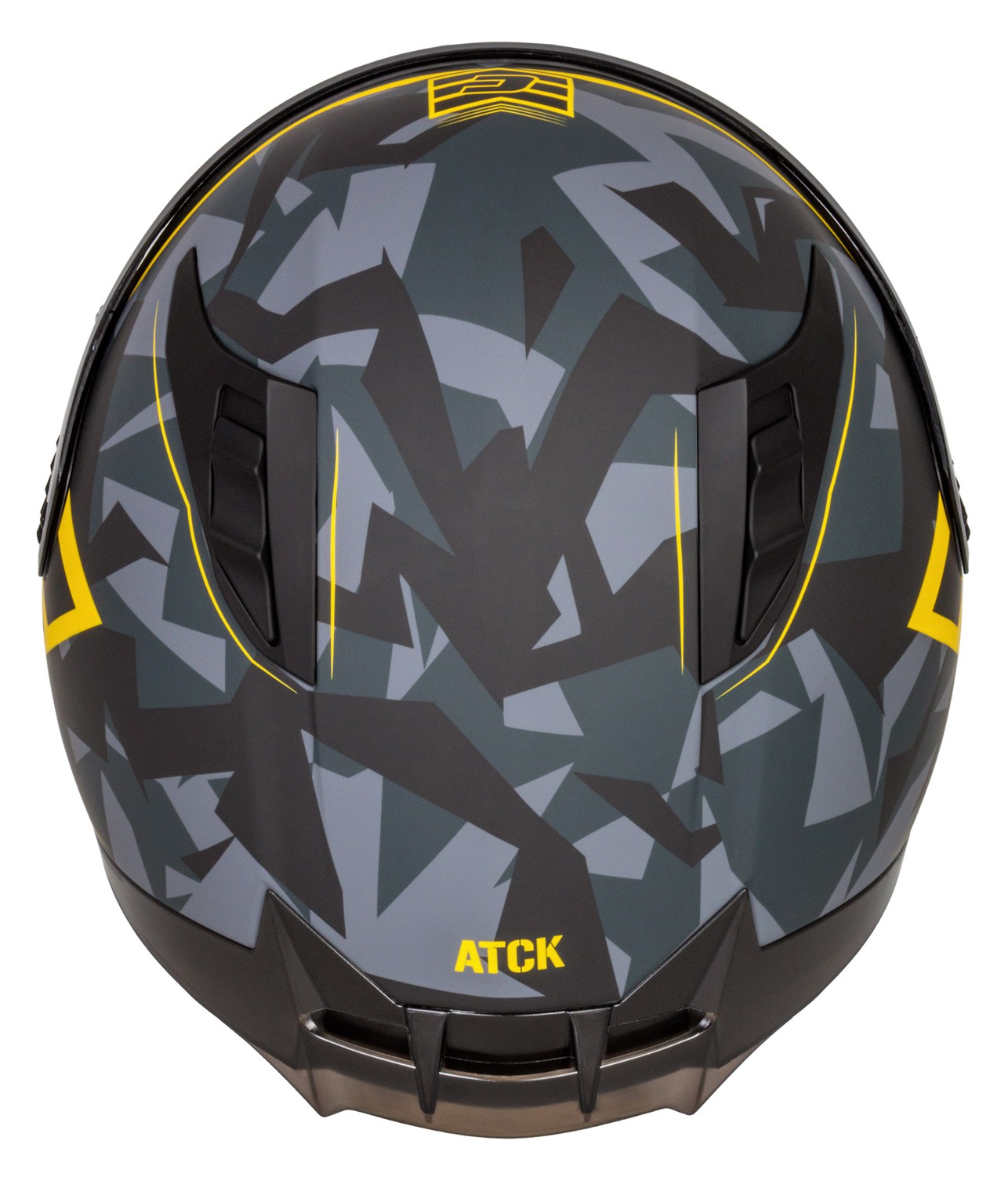 Кацига мото CASSIDA Aero ATCK, интегрална, поликарбонат, сива камуфлажа црна жолта неон