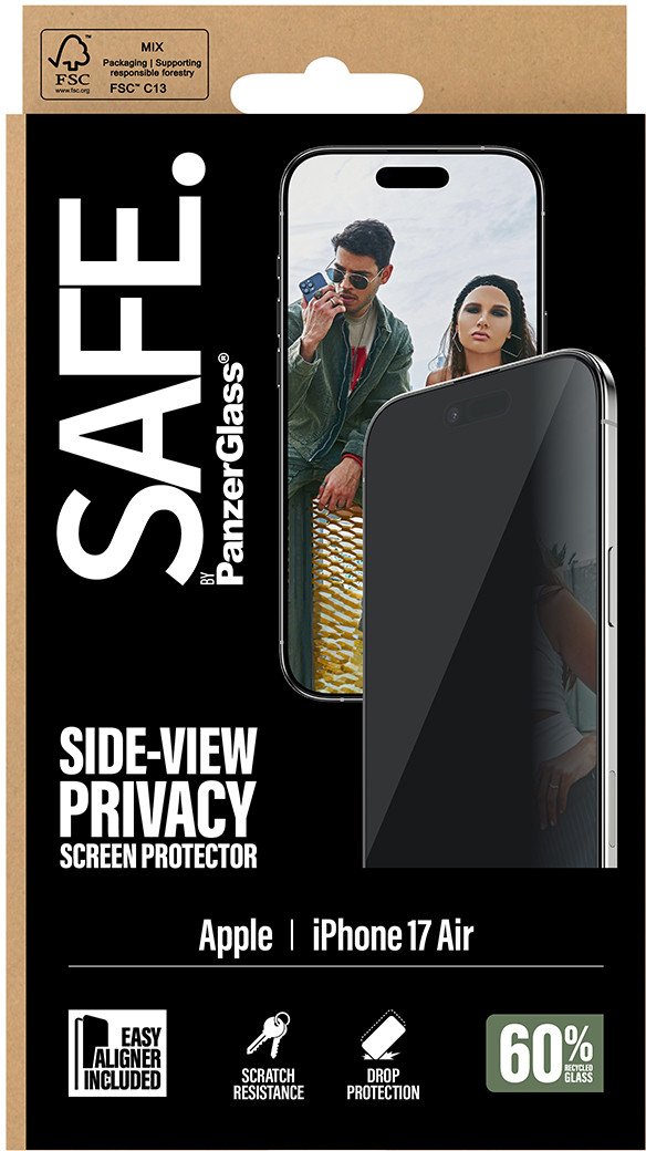 Mрежа за екран PanzerGlass SAFE Privacy, за iPhone Air, Ultra Wide Fit, проѕирна