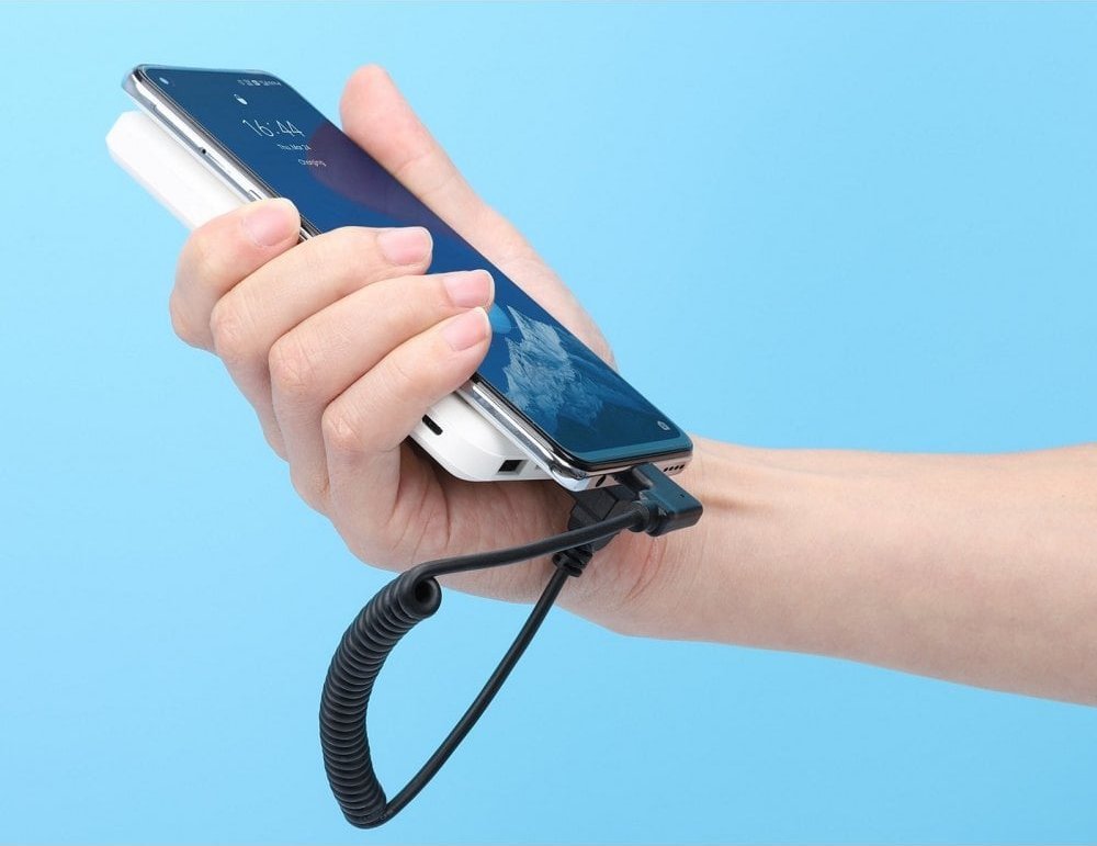 Kabllo karikimi Manhattan USB C në microUSB, spiral, 1 m, e zezë