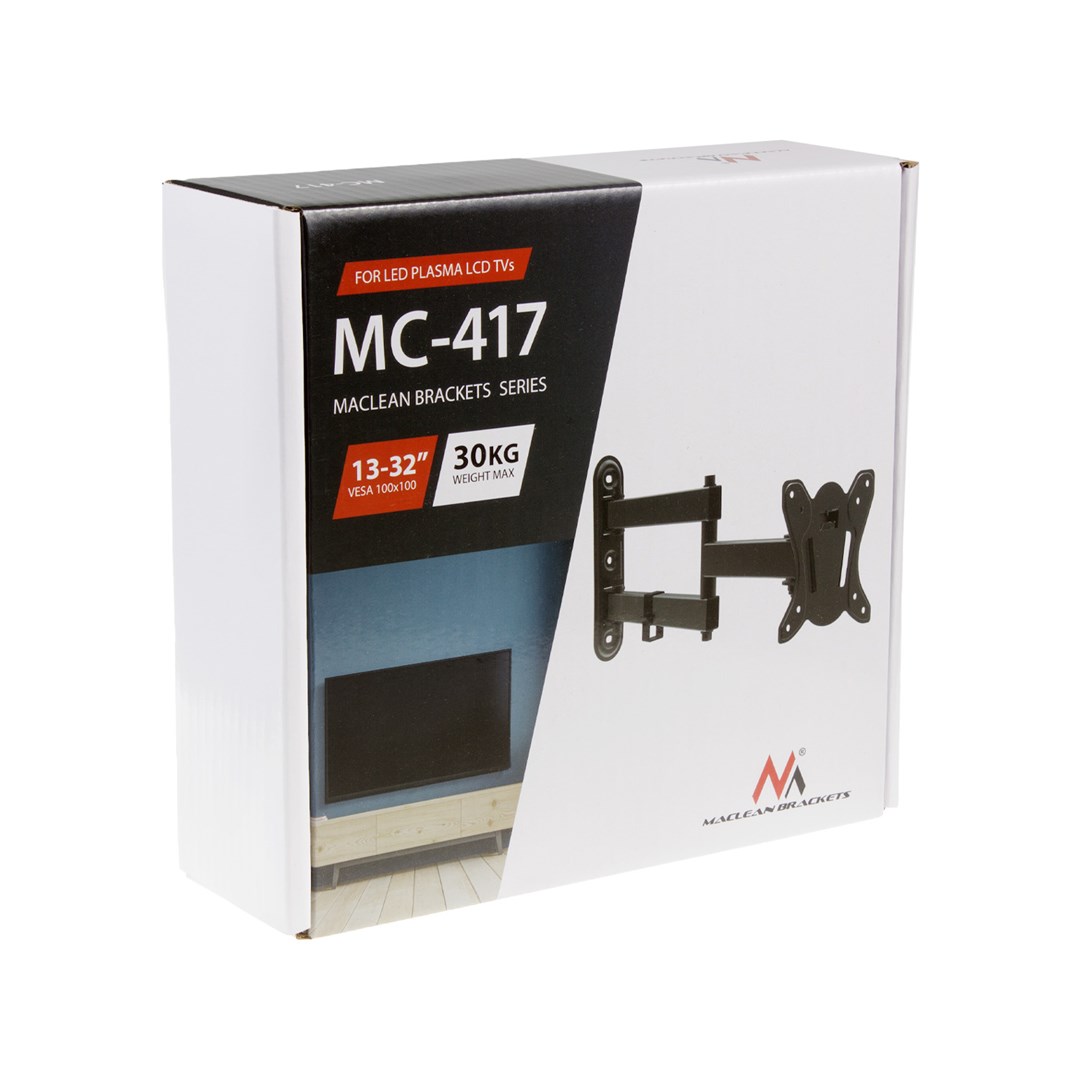 Mbajtëse muri për TV Maclean MC-417, 13-32", 30kg, e zezë