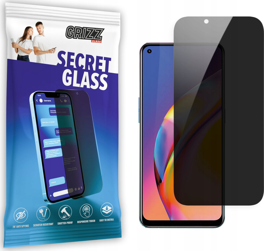 Xham mbrojtës privatësie Grizz SecretGlass për Oppo Reno 5 F, 9H, i tejdukshëm