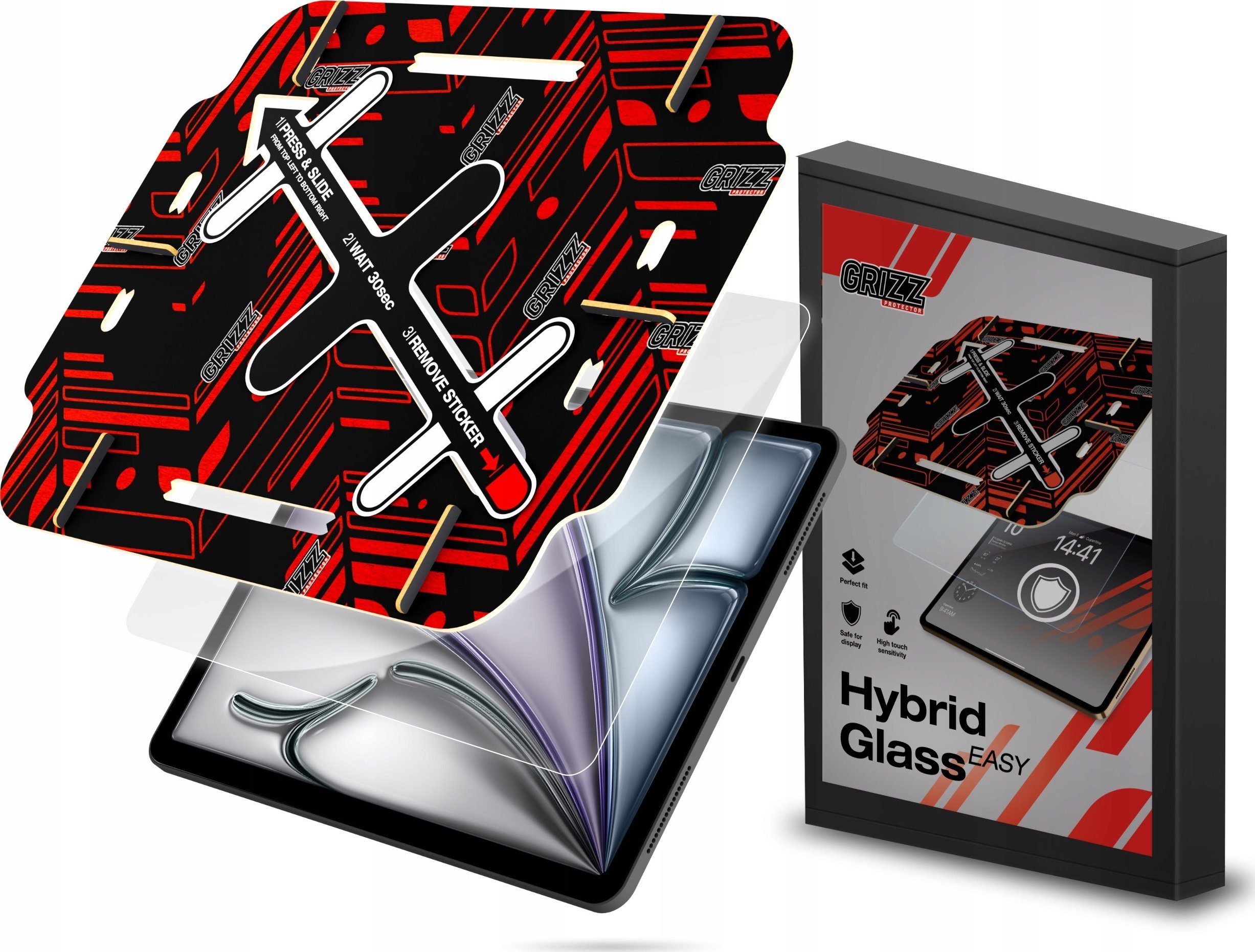 Xham mbrojtës hibrid GrizzGlass HybridGlass Easy për Apple iPad 9th 10.2", transparent