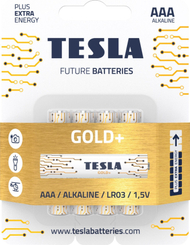 Bateri alkaline TESLA GOLD+ AAA, 4 copë, jetëgjatësi 10 vjet, paketë