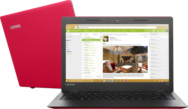 Laptop Lenovo IdeaPad 100S-14IBR 14", i kuq       
