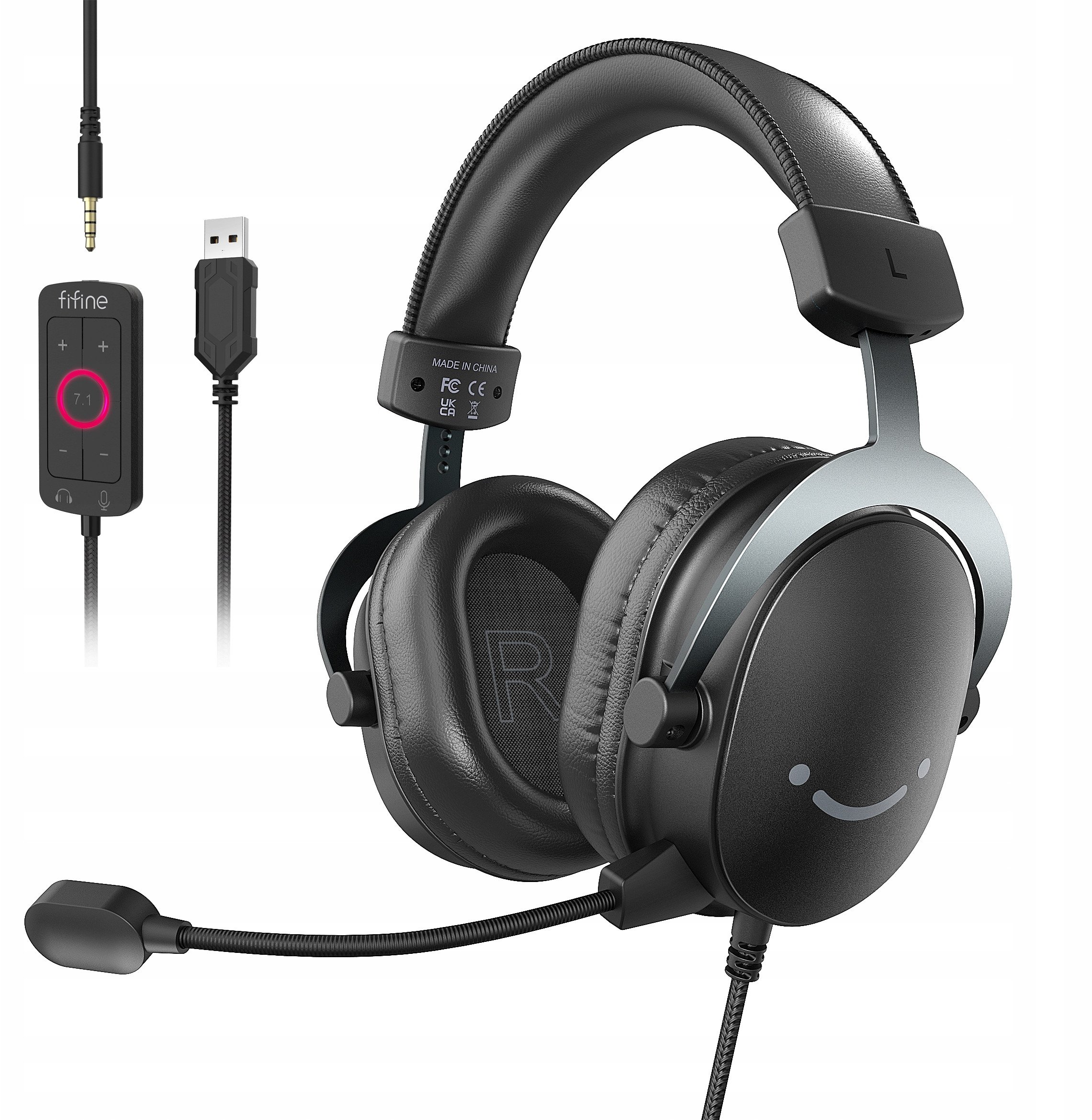 Kufje gaming Fifine H9 AmpliGame, 7.1, RGB, të zeza