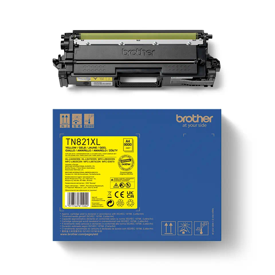 Toner për printer Brother TN-TN821XLY, 9000 faqe, i verdhë