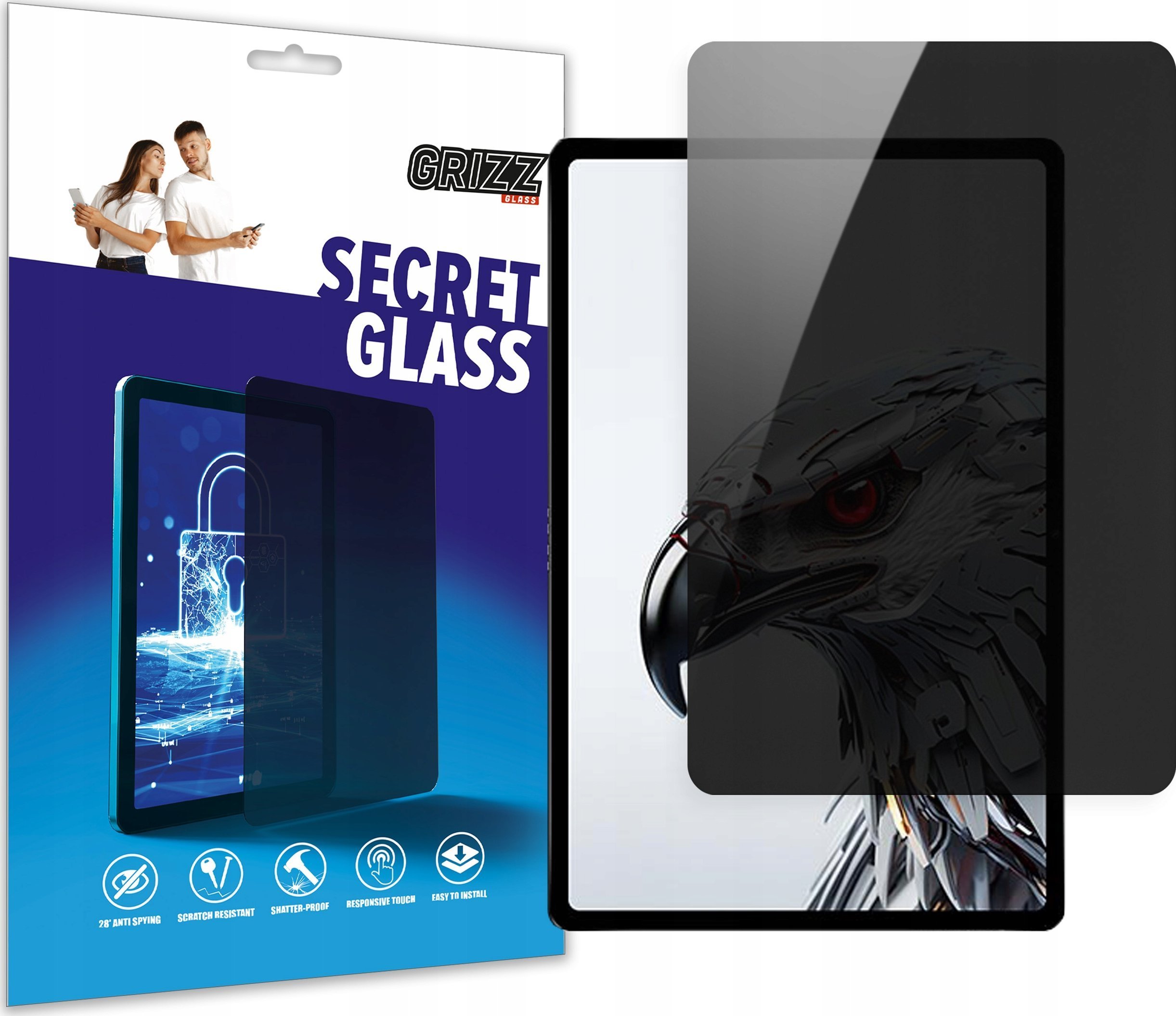 Xham mbrojtës Grizz SecretGlass për ZTE nubia Pad 3D, hibrid, efekt privatësie, transparent