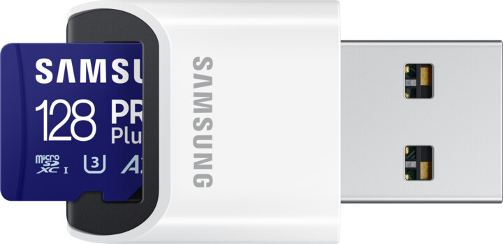 Kartë memorie Samsung PRO Plus UHS-I U3 (Class 10) Micro SDXC 128GB + përshtatës USB