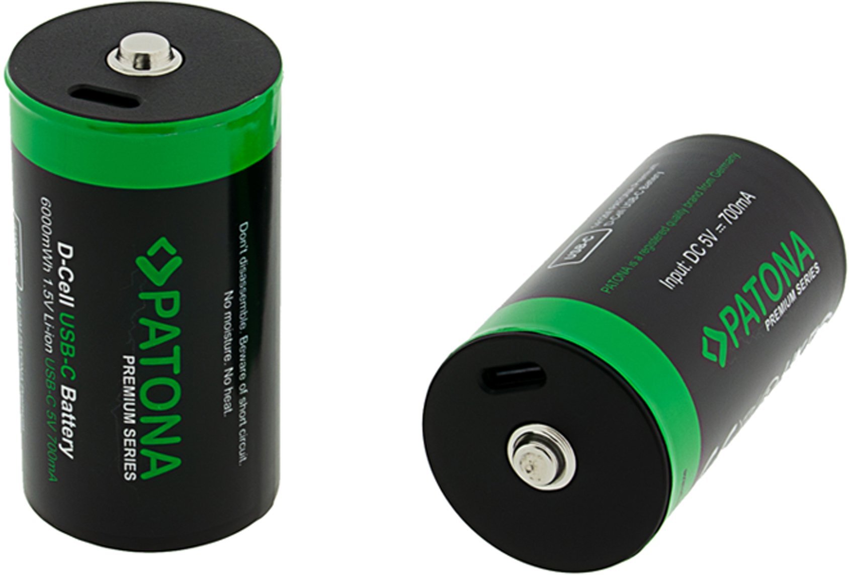 Bateri rikarikueshme Patona Premium LR20, Li Ion, USB C, e verdhë
