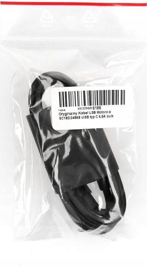 Kabllo karikues Motorola SC18D24968, USB C në USB C, 6.5A, 1m, i zi