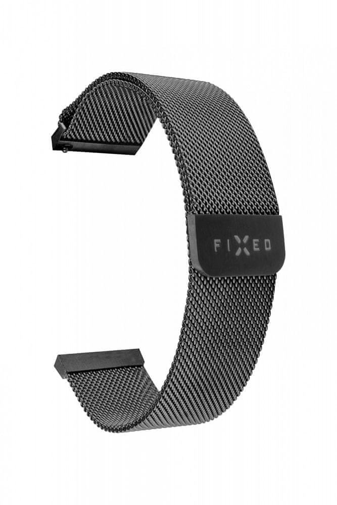 Rrip metalik FIXED Mesh Strap 20mm, për smartwatch, i zi
