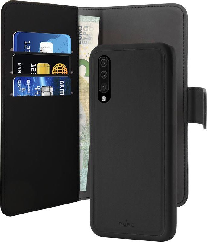 Puro Wallet Mbulesë 2 në 1 me Shkëputje për Samsung A50 A505, E Zezë