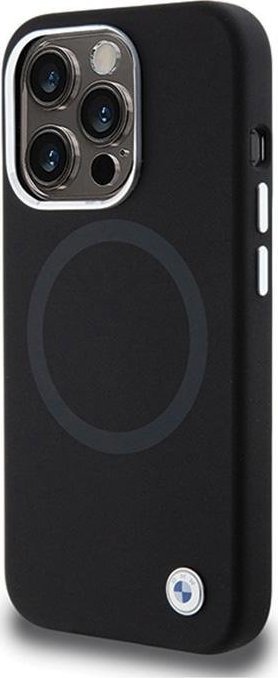 Maskë mbrojtëse BMW Signature Liquid Silicone për iPhone 15 Pro 6.1", silikoni i lëmuar, e zezë