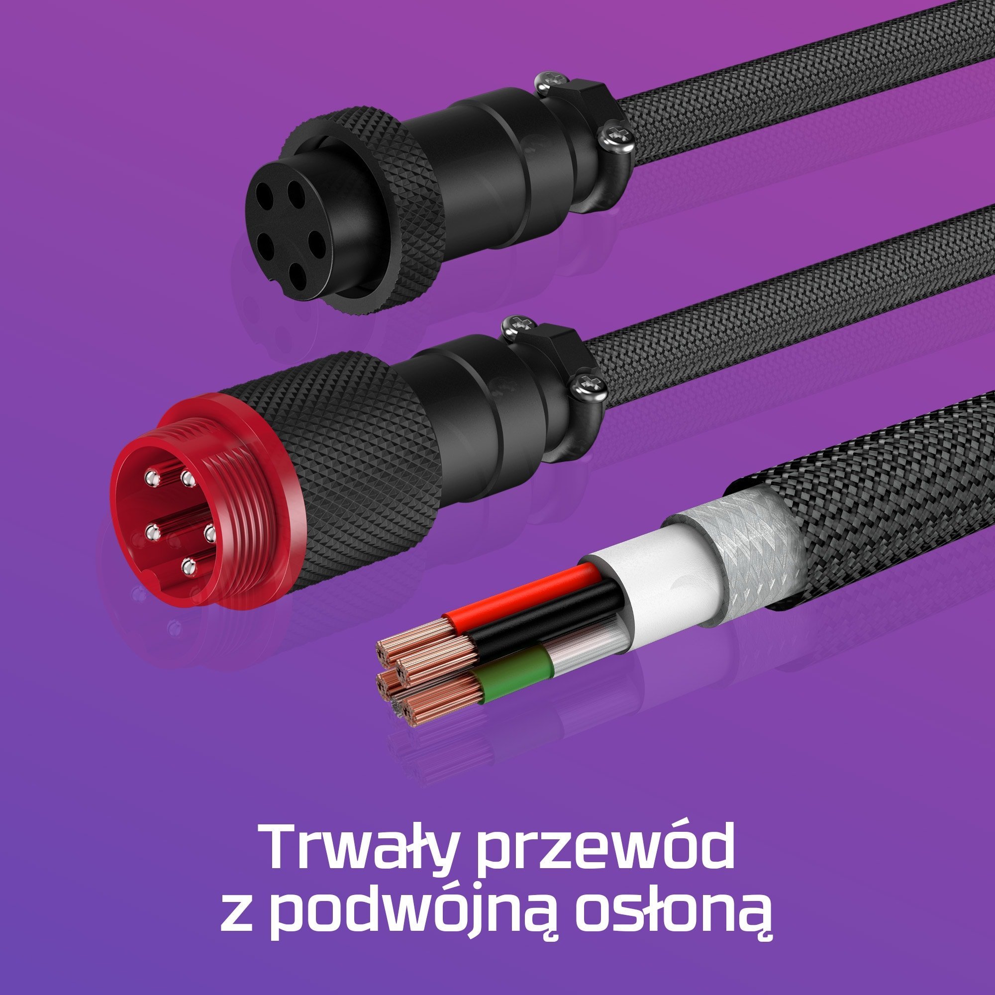 Kabllo spiralë USB HyperX, USB C në USB A, 5 pin aviator, gri