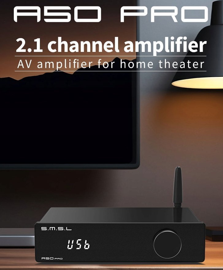 Amplifikator audio S.M.S.L A50Pro, 2.1 kanale, 100W, Bluetooth 5.0, i zi