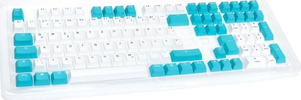 Set tastesh Ducky PBT ISO DE, 109 taste, mekanike, i bardhë e blu