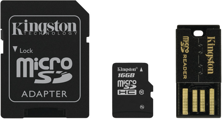 Kingston Micro SDHC 16GB Class 10 + SD адаптер + USB читач