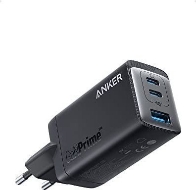 Ѕиден полнач Anker 735 GaN III Prime, 2x USB C 65W, USB A 22.5W, црн
