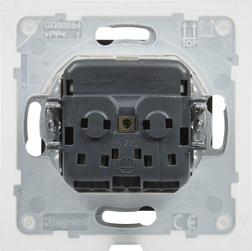 Prizë murale Legrand IP44, terminale automatike, 16A, e zezë