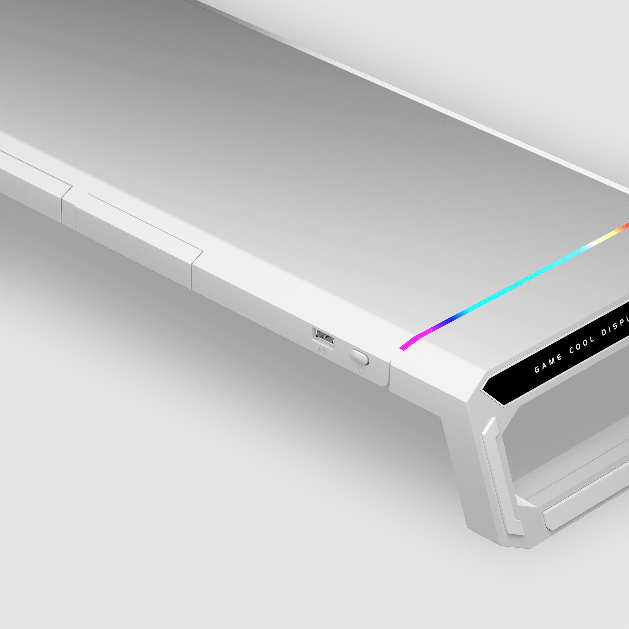 Standi për monitor Mars Gaming MGS-ONE, Chroma RGB, madhësi e rregullueshme, i bardhë