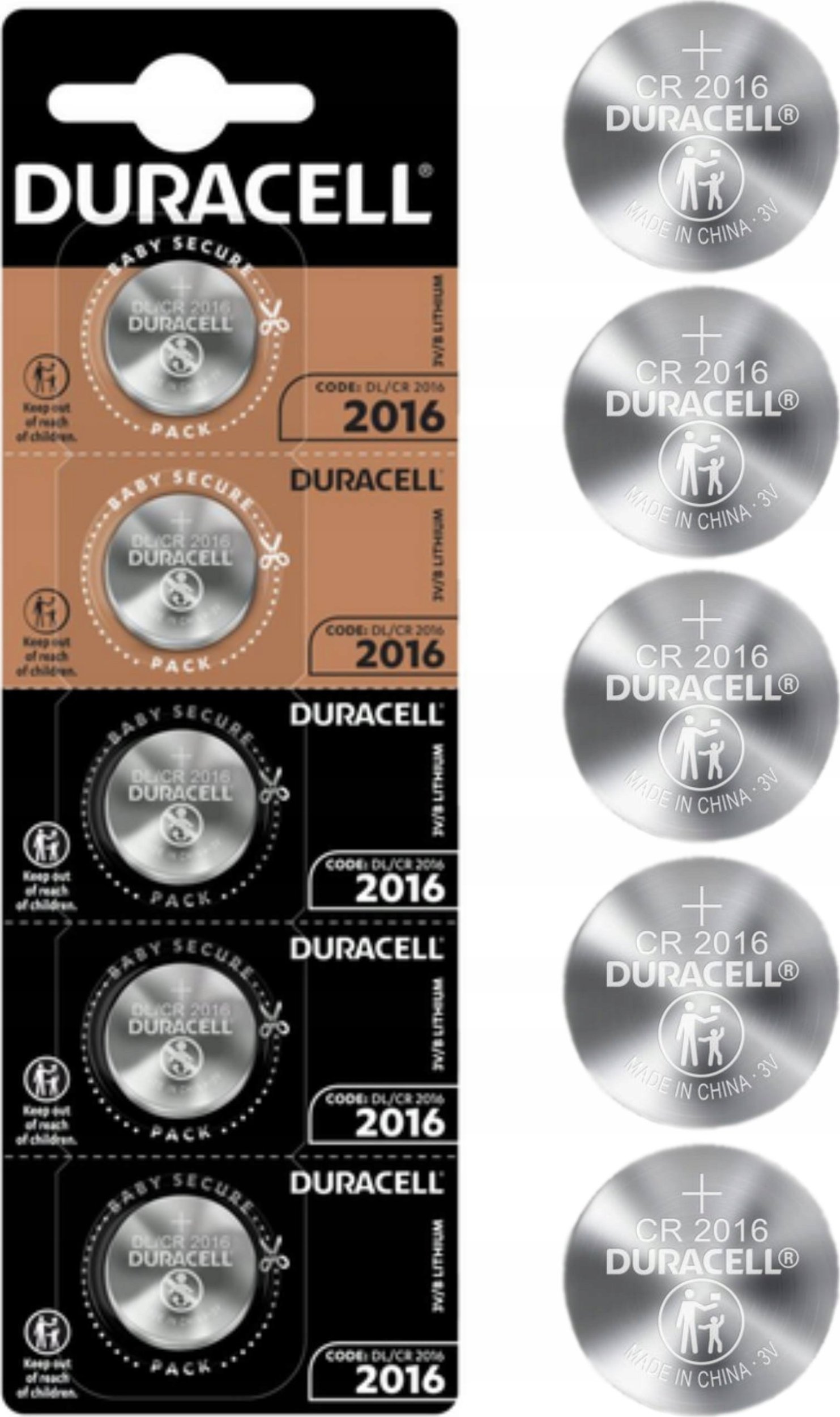 Bateri monedhë Duracell CR2016, litium 3V, set 5 copë