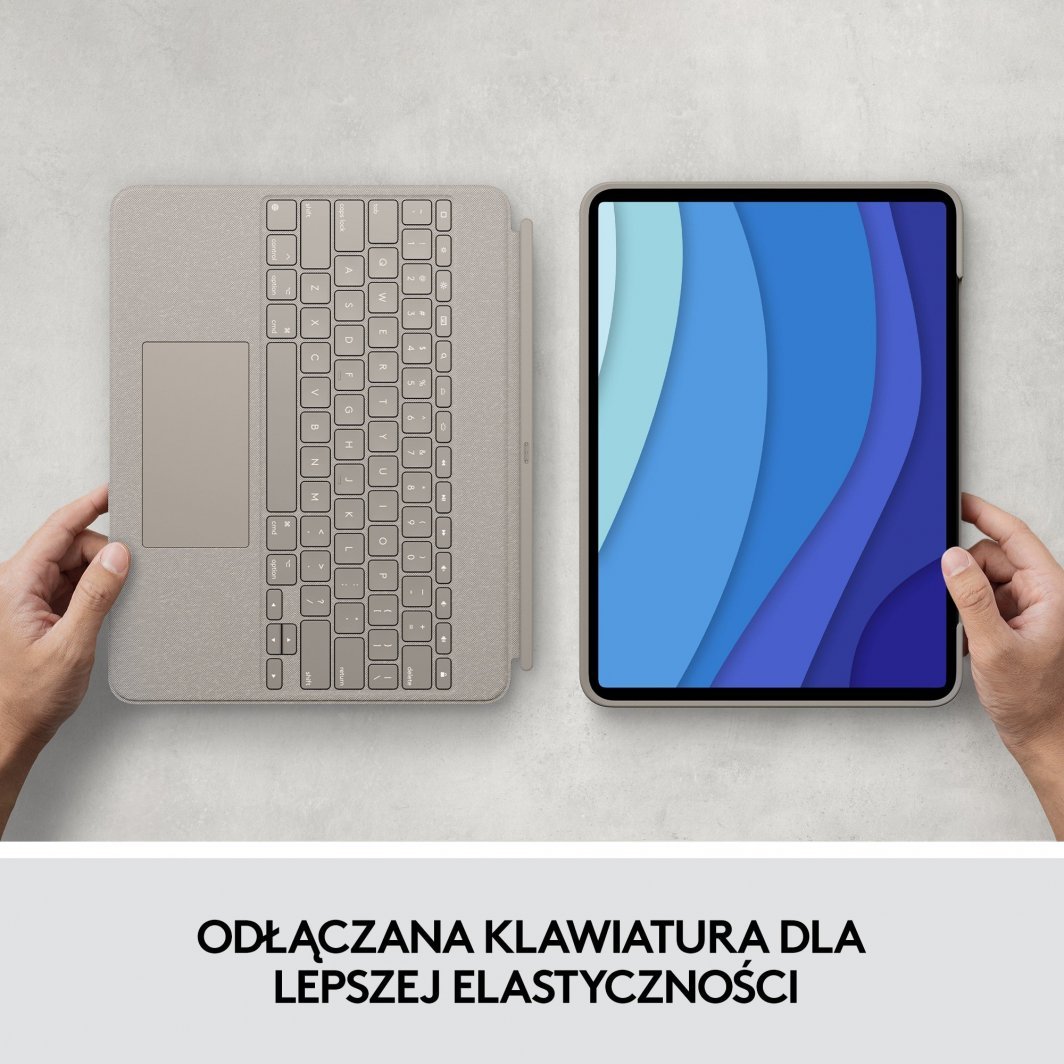 Tastierë Logitech Combo Touch për iPad Pro 12.9 inç (gjenerata 5 dhe 6), SAND, e verdhë ranore