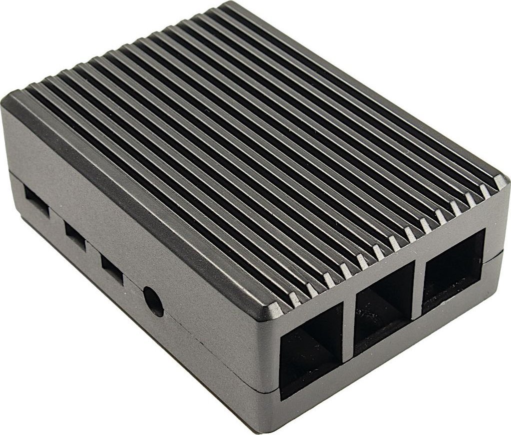 Kuti alumini për zhvillim Inter-Tech ODS-716, për Raspberry Pi 4 Model B, metal i zi