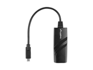 Përshtatës rrjeti Lanberg, USB-C në RJ45, 1Gbps, 15cm, i zi