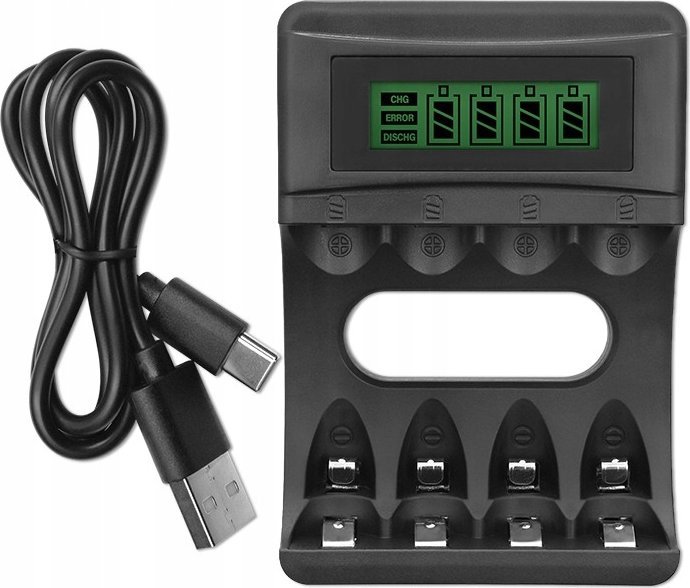 Karikues baterish Qoltec Charger, Ni-MH Ni-Cd AA AAA, 1800mA, i zi