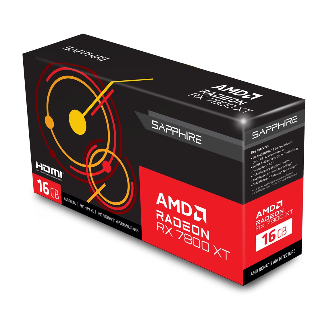 Kartelë grafike Sapphire AMD Radeon RX 7800 XT, 16GB GDDR6, e zezë