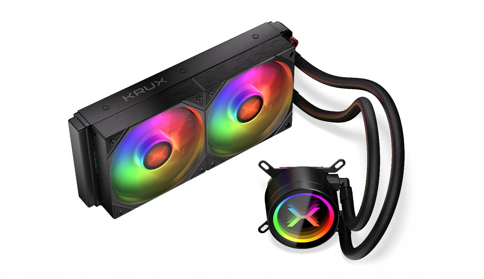 Ftohës uji për procesor Krux HydroX 240 ARGB, 240mm, dy ventilatorë 120mm PWM, me ARGB